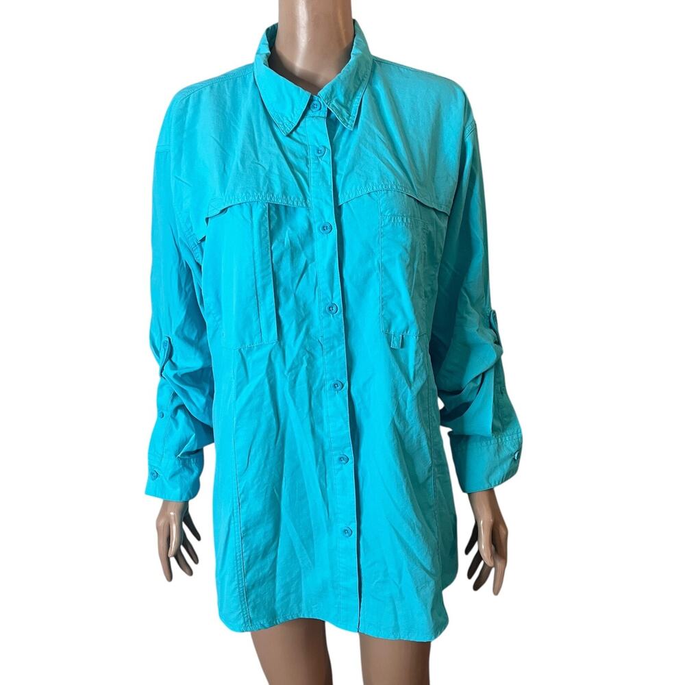World Wide Sportsman Shirt Mens 2XL Turquoise Fishing Outdoor Vented Mesh